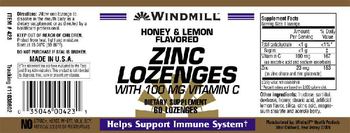 Windmill Honey & Lemon Flavored Zinc Lozenges with 100 mg Vitamin C - supplement