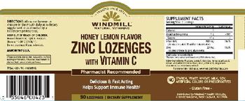Windmill Honey Lemon Flavor Zinc Lozenges with Vitamin C - supplement