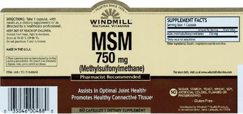 Windmill MSM 750 mg - supplement
