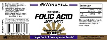 Windmill Natural Folic Acid 400 mcg - supplement