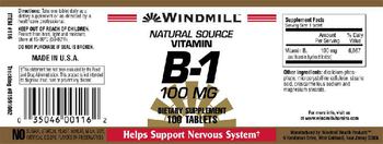 Windmill Natural Source Vitamin B-1 100 mg - supplement