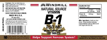 Windmill Natural Source Vitamin B-1 250 mg - supplement