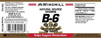 Windmill Natural Source Vitamin B-6 100 mg - supplement