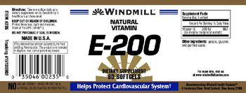 Windmill Natural Vitamin E-200 - supplement