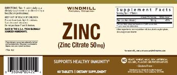 Windmill Natural Vitamins Zinc (Zinc Citrate 50 mg) - supplement