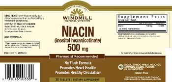 Windmill Niacin (Inositol Hexanicotinate) 500 mg - supplement
