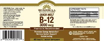 Windmill Quick Melt B-12 3000 mcg - supplement