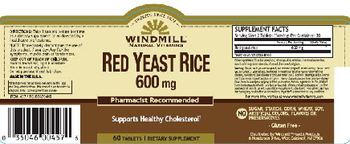 Windmill Red Yeast Rice 600 mg - supplement