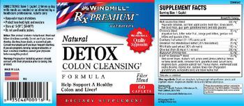 Windmill Rx Premium Vitamins Natural Detox Colon Cleansing Formula - supplement