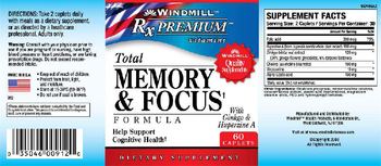 Windmill Rx Premium Vitamins Total Memory & Focus Formula - supplement