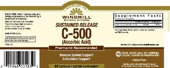 Windmill Sustained Release C-500 (Ascorbic Acid) - supplement