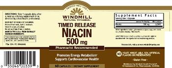 Windmill Timed Release Niacin 500 mg - supplement