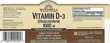 Windmill Vitamin D-3 (Cholecalciferol) 1000 IU - supplement