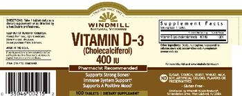 Windmill Vitamin D-3 (Cholecalciferol) 400 IU - supplement