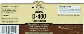 Windmill Vitamin D-400 (Cholecalciferol) - supplement