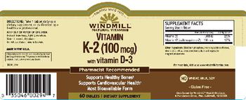 Windmill Vitamin K-12 (100 mcg) with Vitamin D3 - supplement