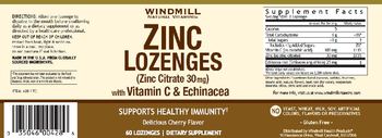 Windmill Zinc Lozenges with Vitamin C & Echinacea Delicious Cherry Flavor - supplement