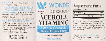 Wonder Laboratories Acerola Vitamin C 100 mg Chewable Natural Orange Flavor - supplement