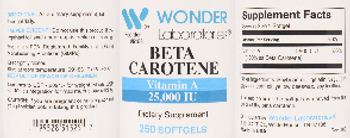 Wonder Laboratories Beta Carotene Vitamin A 25,000 IU - supplement