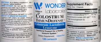 Wonder Laboratories Colostrum ImmunDefense - supplement