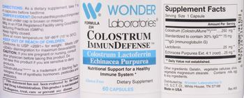 Wonder Laboratories Colostrum ImmunDefense - supplement