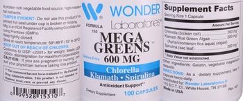 Wonder Laboratories Mega Greens 600 mg - supplement