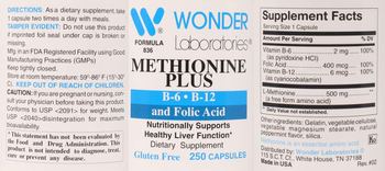 Wonder Laboratories Methionine Plus - supplement