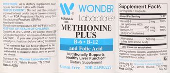 Wonder Laboratories Methionine Plus - supplement