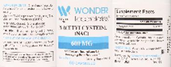 Wonder Laboratories N-Acetylcysteine (NAC) 600 mg - supplement