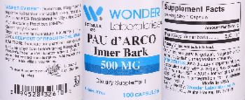 Wonder Laboratories Pau d' Arco Inner Bark 500 mg - supplement