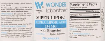 Wonder Laboratories Super Lipoic with Bioperine 334 mg - supplement