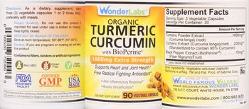 Wonder Labs Organic Turmeric Curcumin with BioPerine 1600 mg Extra Strength - supplement