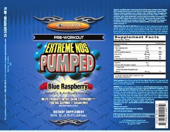 Worldwide Sport Nutrition Extreme NOS Pumped Blue Raspberry - supplement