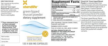XtendLife Green Lipped Mussel Powder 600 mg - supplement