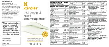 XtendLife Neuro-Natural Recall - supplement