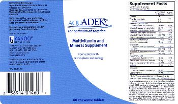 Yasoo Health Aquadeks Chewable Tablets - multivitamin and mineral supplement
