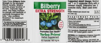 Yerba Prima Bilberry Extra Strength - herbal supplement