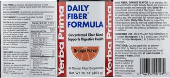 Yerba Prima Daily Fiber Formula Orange Flavor - all natural fiber supplement
