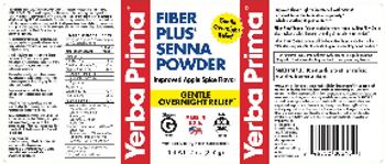 Yerba Prima Fiber Plus Senna Powder Improved Apple Spice Flavor - premium fiber supplement
