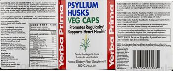 Yerba Prima Psyllium Husks Veg Caps - natural fiber supplement