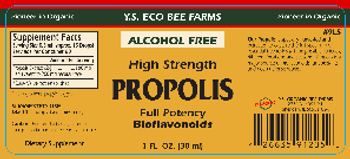 Y.S. Eco Bee Farms High Strength Propolis Alcohol Free - supplement