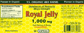 Y.S. Organic Bee Farms Royal Jelly 1,000 mg - supplement