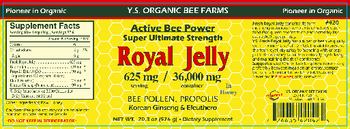 Y.S. Organic Bee Farms Super Ultimate Strength Royal Jelly 625 mg in Honey - supplement